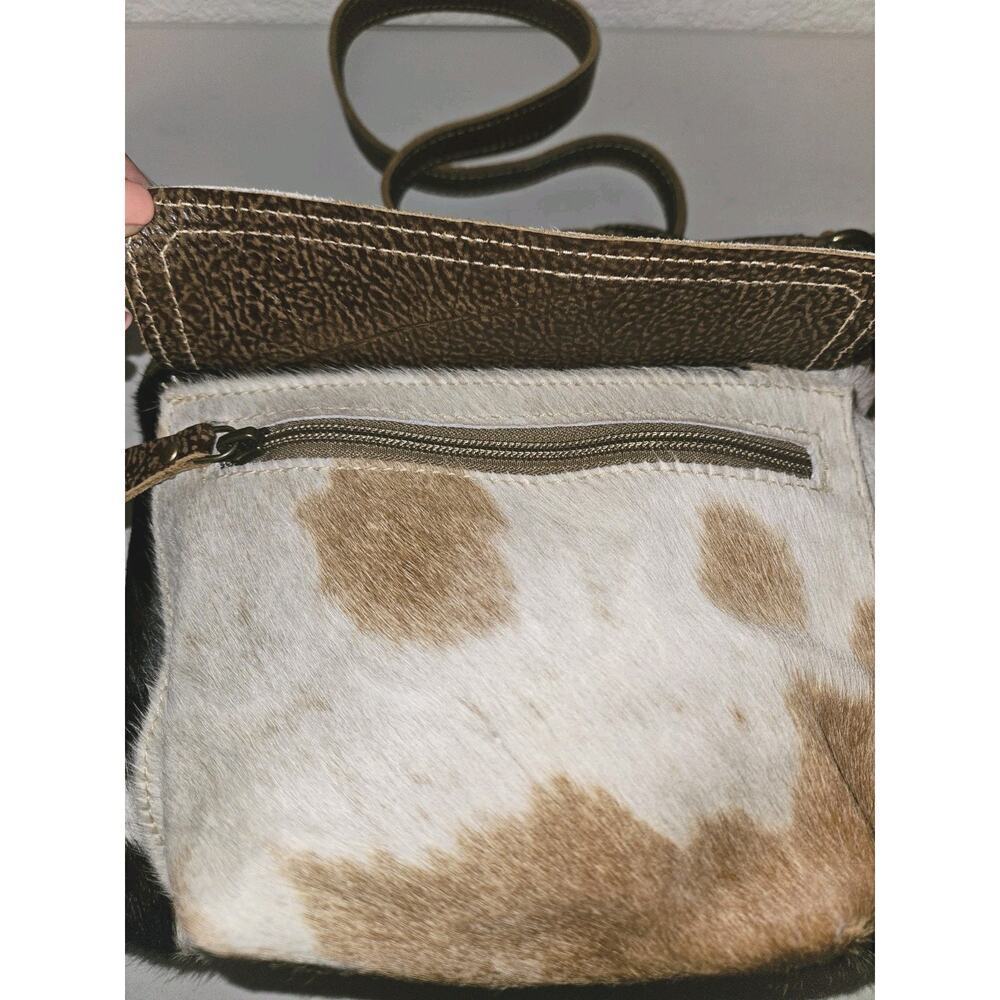Vintage Myra Bag Bygone Leather & Cowhide Crossboy Bag 10x9x2 View 4